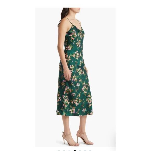 NWT Lost + Wander Sarah Floral Print Midi Slipdress Green Size Medium - Picture 3 of 9